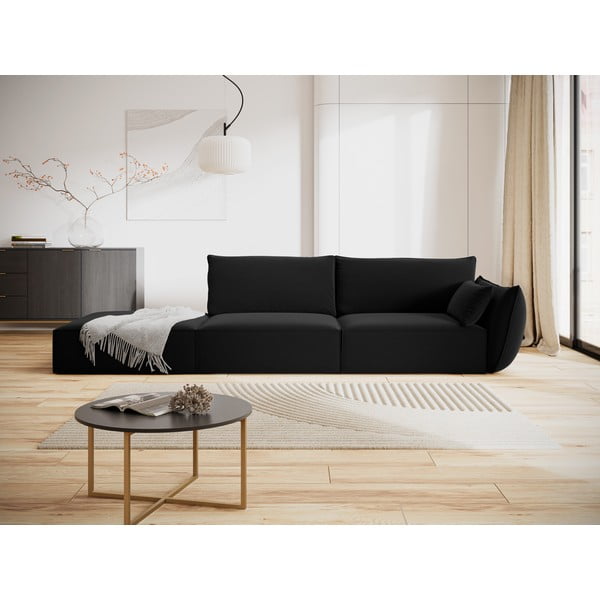 Melns samta dīvāns ar labo stūri 264 cm Vanda – Mazzini Sofas-image-1