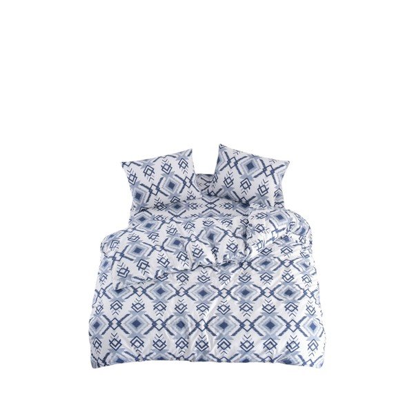 Balta/zila vienguļamā gultas veļa ar palagu 160x220 cm Geometric – Mila Home