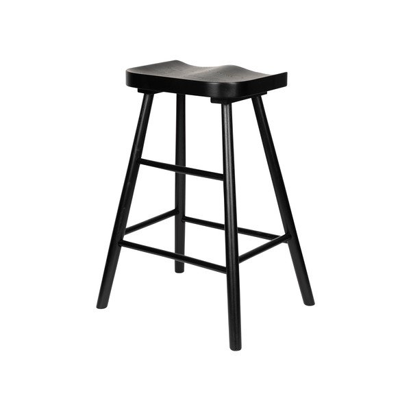 Melna ozola masīvkoka bāra taburete (sēdekļa augstums 65,5 cm) Vander – White Label-image-4