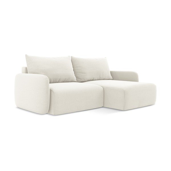 Krēmkrāsas samta salokāms stūra dīvāns ar uzglabāšanas vietu (ar labo stūri/ar zvilni) Kalena – Makamii-image-2