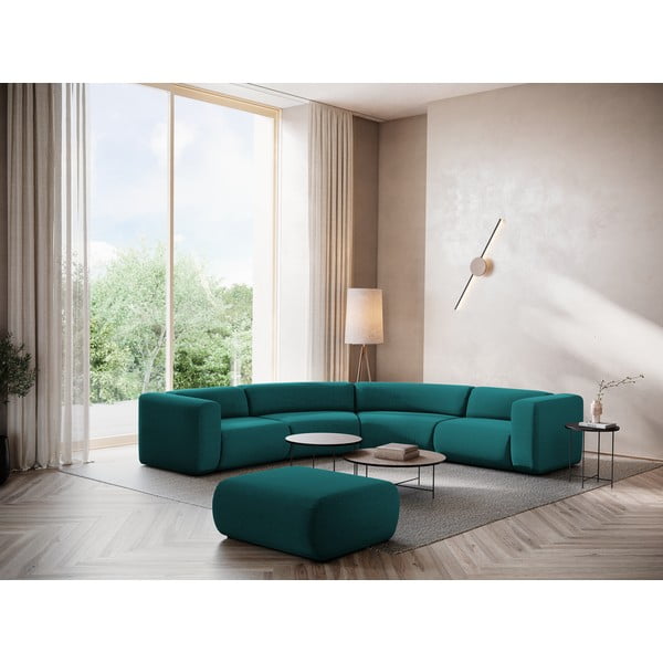 Tirkīzzils samta stūra dīvāns Ekahi – Makamii-image-1