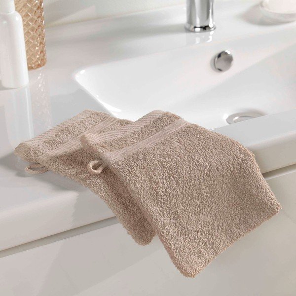 Gaiši brūna kokvilnas mazgāšanās lupatiņa 15x21 cm Tendresse – douceur d'intérieur-image-1