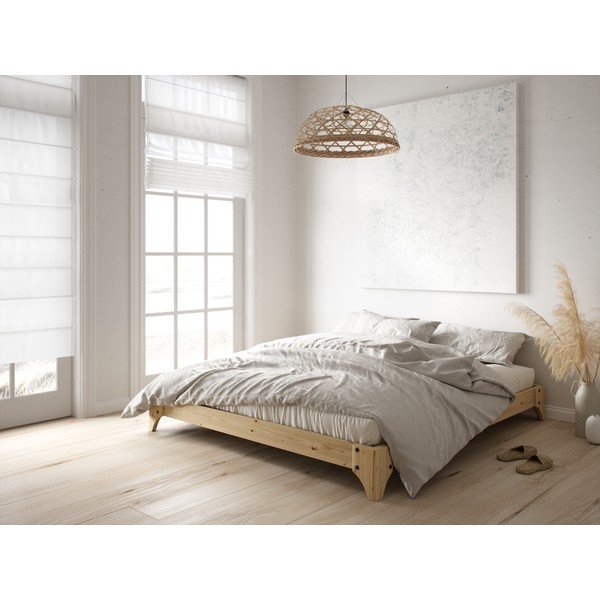 Divguļamā gulta no priedes koka ar matraci Karup Design Elan Comfort Mat Black Natural, 140 x 200 cm-image-1