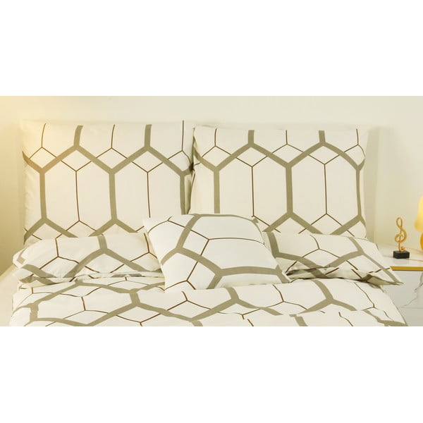 Krēmkrāsas vienguļamā sešdaļīga gultas veļa no mikrosatīna 140x200 cm Carter – My House-image-1