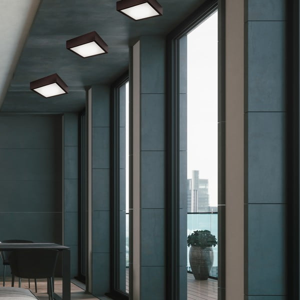 Tumši brūna griestu lampa ar stikla abažūru 27,5x27,5 cm Quadro – LAMKUR-image-1