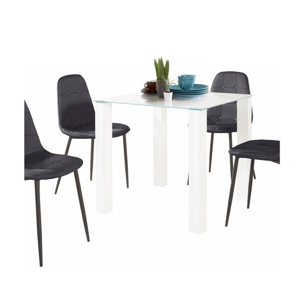 Ēdamgalds un 4 melni krēsli Støraa Dante, galda garums 80 cm-image-1