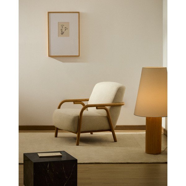 Bēšs atpūtas krēsls no šenila auduma Sylo – Kave Home-image-1