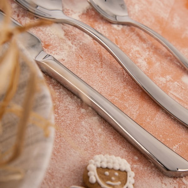 Sudraba krāsas nerūsējošā tērauda galda piederumi (24 gab.) Shape – Orion-image-2