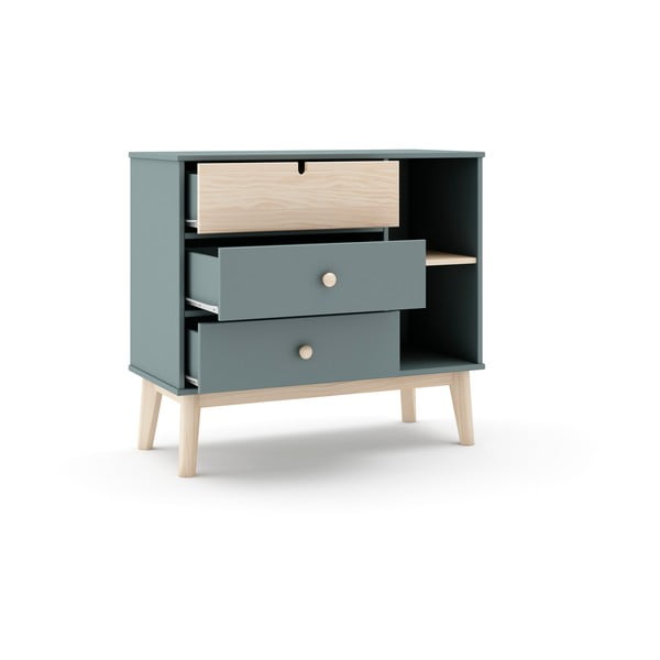 Dūmakaini zaļa bērnu kumode 90x81x40 cm Estefania – Marckeric-image-3