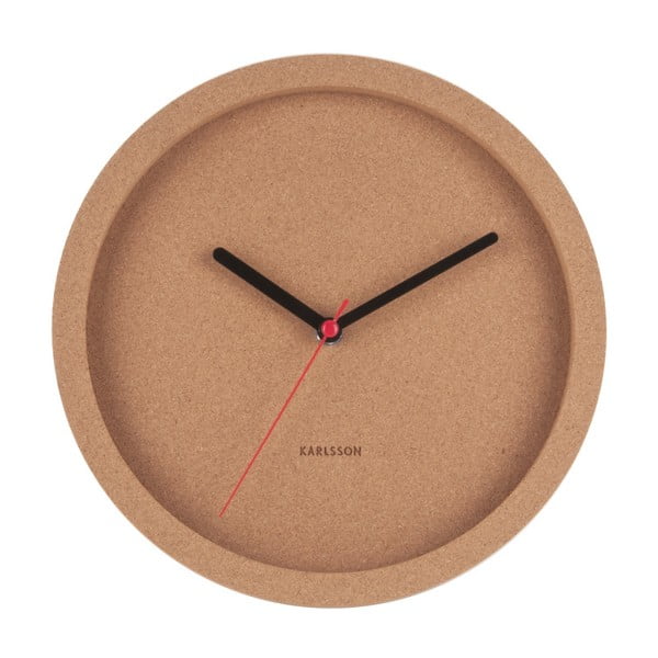 Brūns korķa sienas pulkstenis Karlsson Tom, ⌀ 26 cm