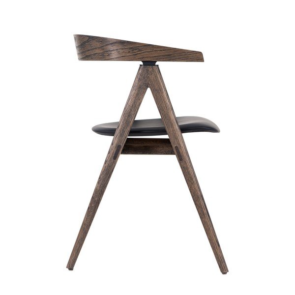 Melns/brūns ozola masīvkoka pusdienu krēsls Ava – Gazzda-image-2