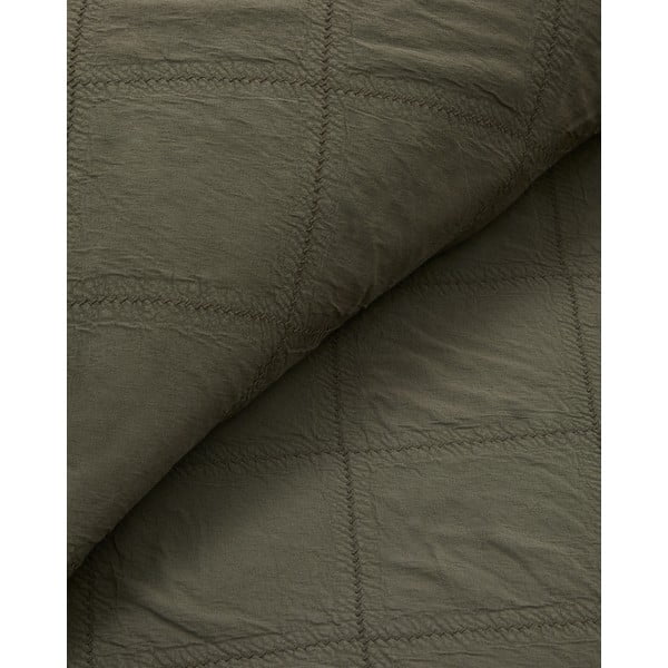 Zaļš kokvilnas stepēts gultas pārklājs 180x260 cm Serla – Kave Home-image-3