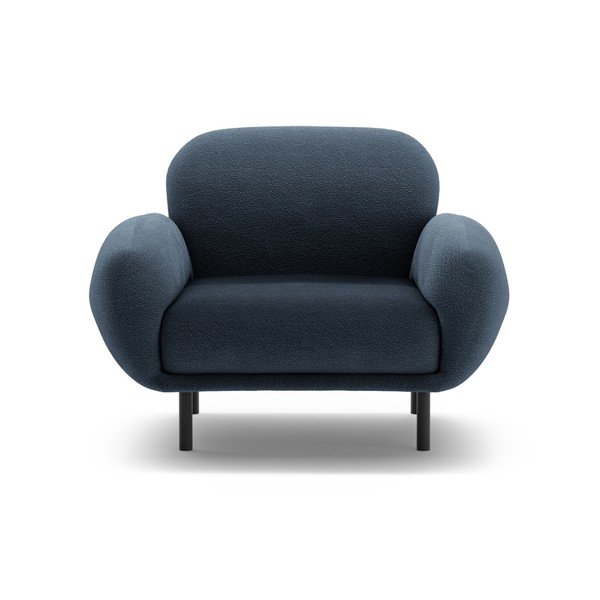 Tumši zils atpūtas krēsls no buklē auduma Poppy – Micadoni -image-1