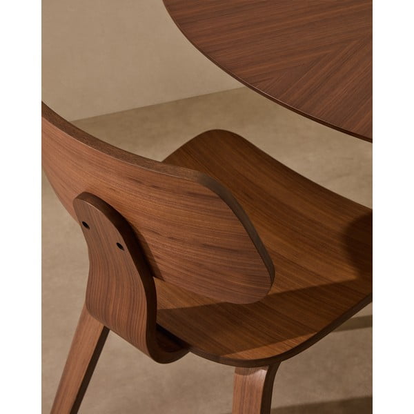 Tumši brūns pusdienu krēsls ar riekstkoka imitāciju Gena – Kave Home-image-2