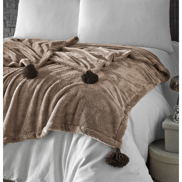 Brūns mikroplīša gultas pārklājs divguļamai gultai 200x220 cm Pufffy – Mijolnir