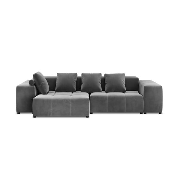 Pelēks samta stūra dīvāns (maināms stūris) Rome Velvet – Cosmopolitan Design 