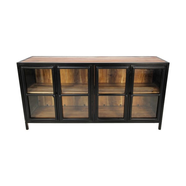 Melna akācijas masīvkoka vitrīna 170x90 cm Kingston – HSM collection-image-3