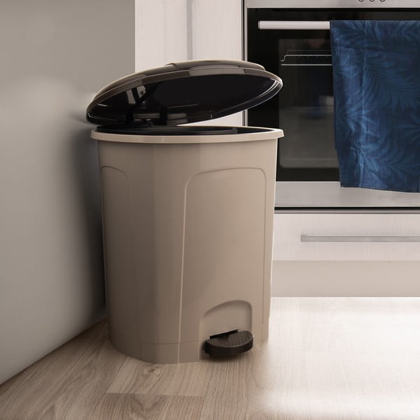 Brūna plastmasas atkritumu tvertne ar pedāli 30 l – Orion-image-1