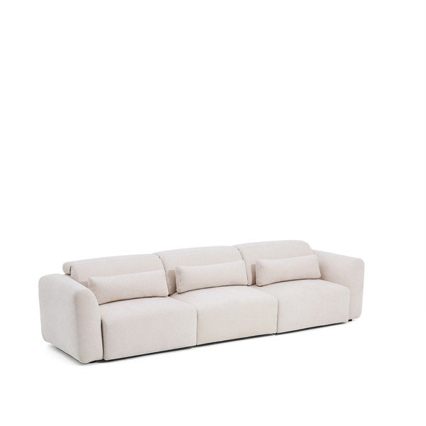Bēšs regulējams/salokāms dīvāns no šenila auduma ar zvilni 335 cm Lares – Kave Home-image-3