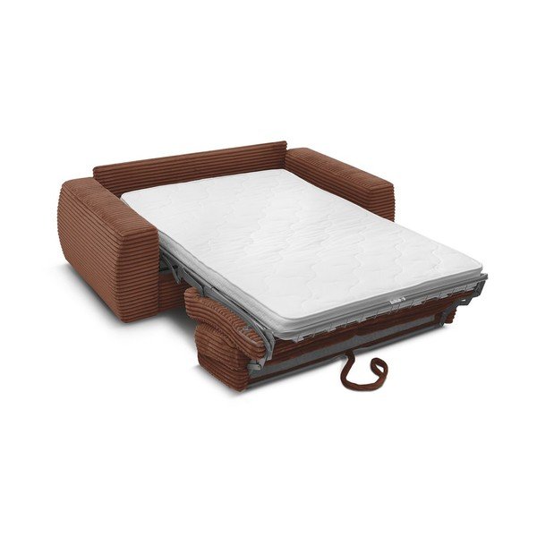 Oranžs velveta dīvāns gulēšanai/salokāms 220 cm Hugo – Bobochic Paris-image-3