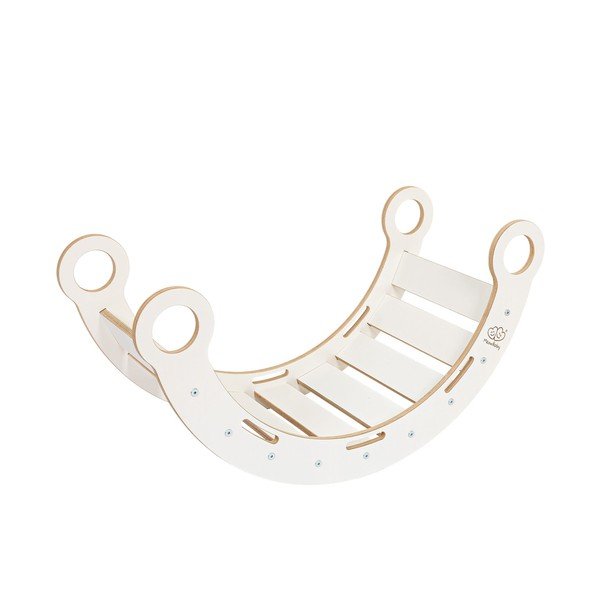 Baltas priedes masīvkoka šūpoles 39x75x38 cm Montessori – Meowbaby