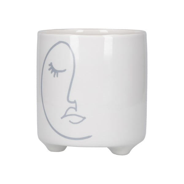 Balts keramikas puķu podiņš Kitchen Craft Abstract Face