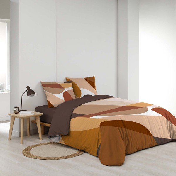 Brūna divguļamā trīsdaļīga kokvilnas gultas veļa 200x200 cm Boogie – douceur d'intérieur-image-2