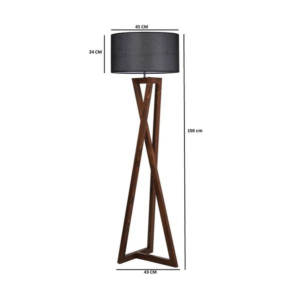 Melna/brūna stāvlampa ar auduma abažūru (augstums 149 cm) Maçka – Opviq lights-image-3