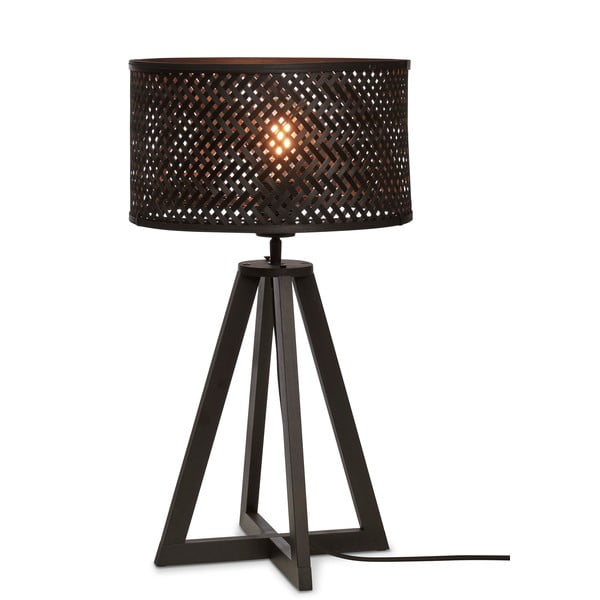 Melna galda lampa ar bambusa abažūru (augstums 53 cm) Java – Good&Mojo