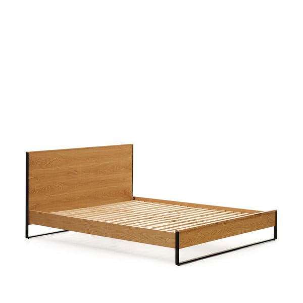 Dabīga toņa divvietīga gulta ar režģi 160x200 cm Taiana – Kave Home