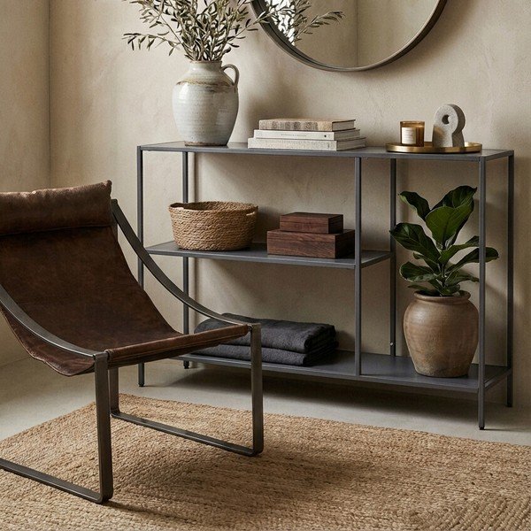 Pelēks tērauda konsoles galds 30x120 cm Acero – Premier Housewares-image-4
