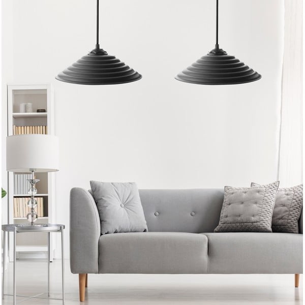 Melna piekaramā lampa ar metāla abažūru ø 25 cm – Opviq lights-image-1