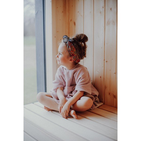 Rozā muslīna bērnu pončo M izmēra – Malomi Kids-image-4