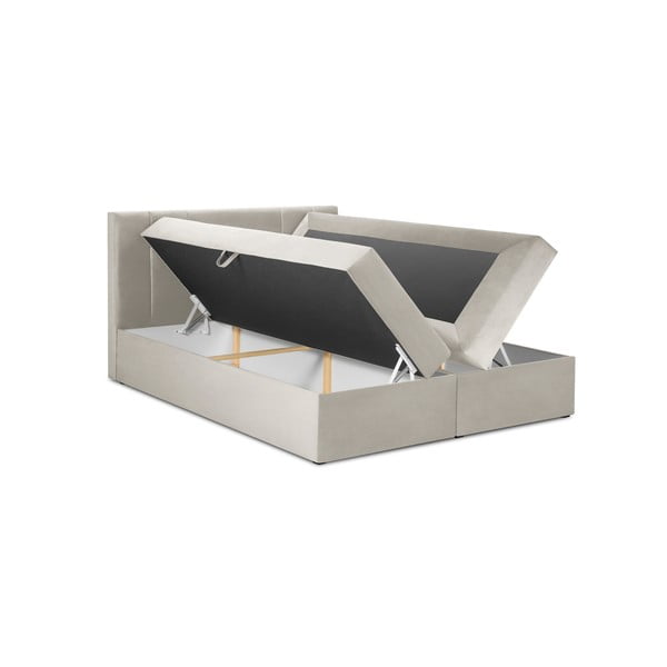 Bēša samta divguļamā gulta Mazzini Beds Afra, 200 x 200 cm-image-3