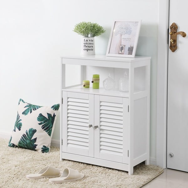 Balts skapis ar plauktu un durvīm Songmics, augstums 80 cm-image-1