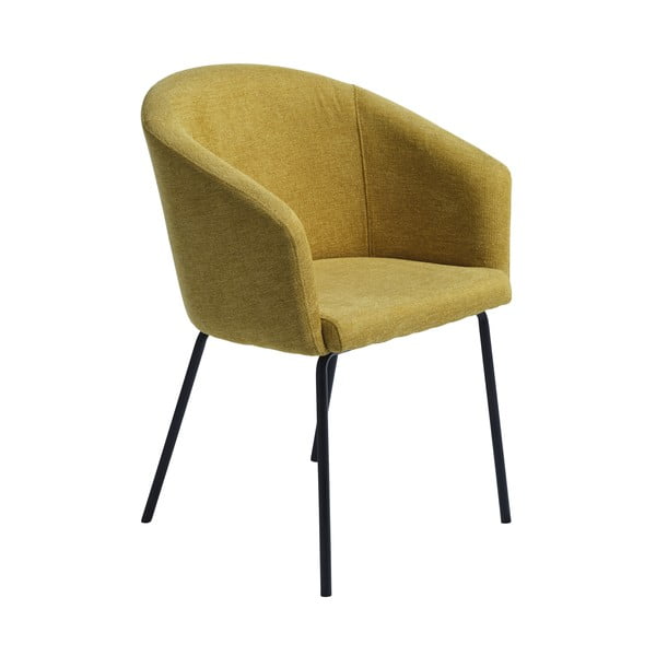 Sinepju dzeltens polsterēts ēdamistabas krēsls ar roku balstiem Easton – Unique Furniture