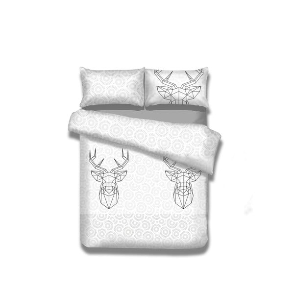 Balta pagarināta kokvilnas vienvietīga gultas veļa 155x220 cm My Deer Friend – AmeliaHome