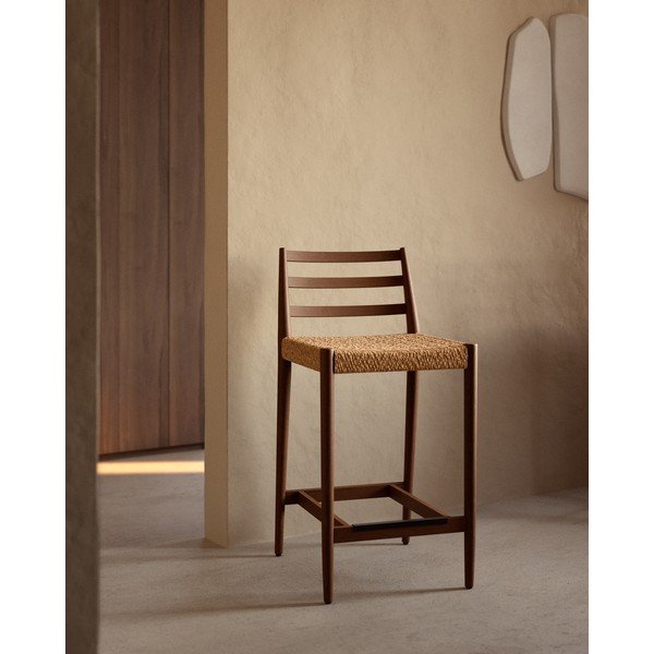 Brūns/dabīga toņa ozola masīvkoka bāra krēsls (sēdekļa augstums 65 cm) Analy – Kave Home-image-1