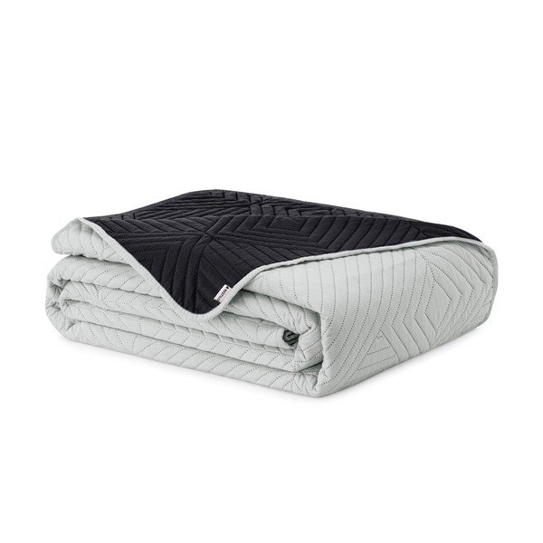 Melns/gaiši pelēks mikrošķiedras stepēts gultas pārklājs 240x260 cm Softa – Restilo