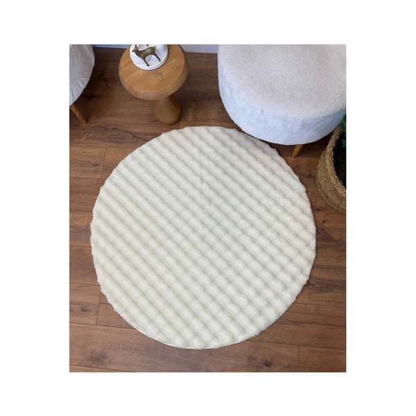 Krēmkrāsas mazgājams apaļš paklājs ø 120 cm Bubbly – Oyo Concept-image-2