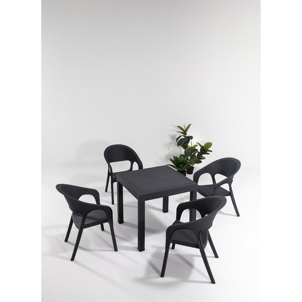 Antracīta pelēks dārza pusdienu komplekts 4 personām Garden – Floriane Garden-image-1