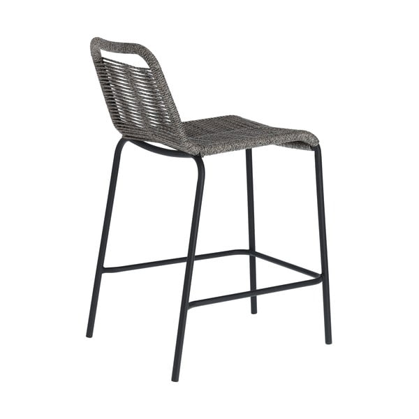 Pelēks bāra krēsls ar tērauda konstrukciju Kave Home Glenville, augstums 62 cm-image-3