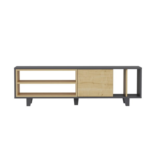 Pelēks/dabīga toņa TV galdiņš ar ozolkoka imitāciju 160x49 cm Rosmar – Kalune Design
