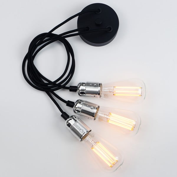 Melna trīsviru griestu lampa ar sudraba detaļām Sotto Luce Uno-image-4