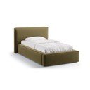 Zaļa polsterēta vienvietīga gulta ar veļas kasti un redelēm 90x200 cm Jodie – Micadoni 