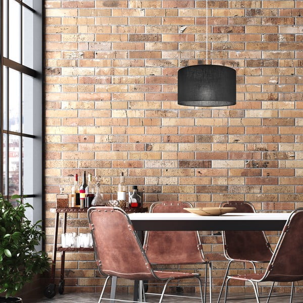 Melna piekaramā lampa ar auduma abažūru ø 35 cm Vivian – LAMKUR-image-1