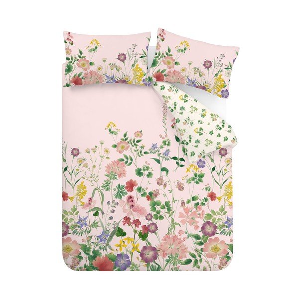 Rozā vienguļamā kokvilnas gultas veļa 135x200 cm Cottage Meadow – RHS-image-2