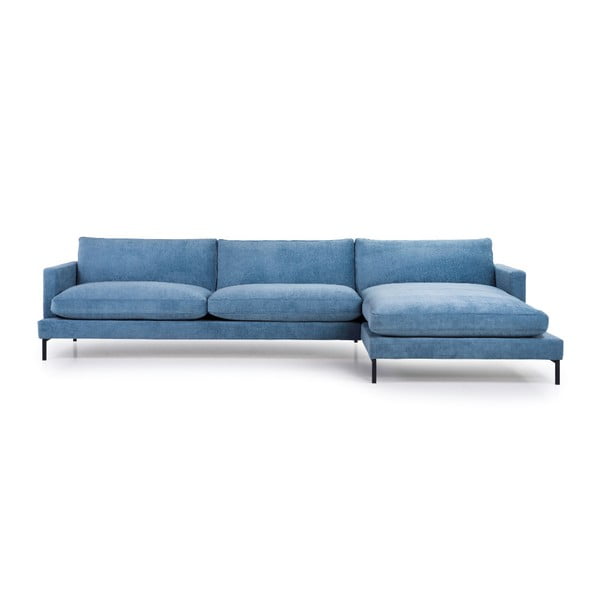 Gaiši zils dīvāns Scandic Leken, labais stūris