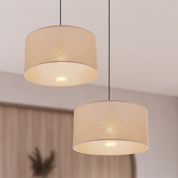 Bēša piekaramā lampa ar auduma abažūru ø 40 cm Shanti – Candellux Lighting-image-2