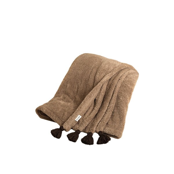 Brūns mikroplīša gultas pārklājs 160x200 cm Puffy – Mijolnir